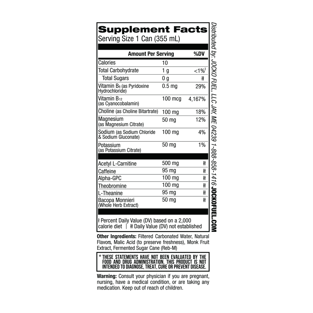 Jocko Go Ingredients Label - Zero Sugar and No Artificial Colours Callout - Lemon Lime