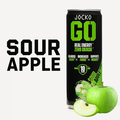 Jocko Go Sugar Free Energy Drink Can - Sour Apple - Clean Caffeine and Nootropics