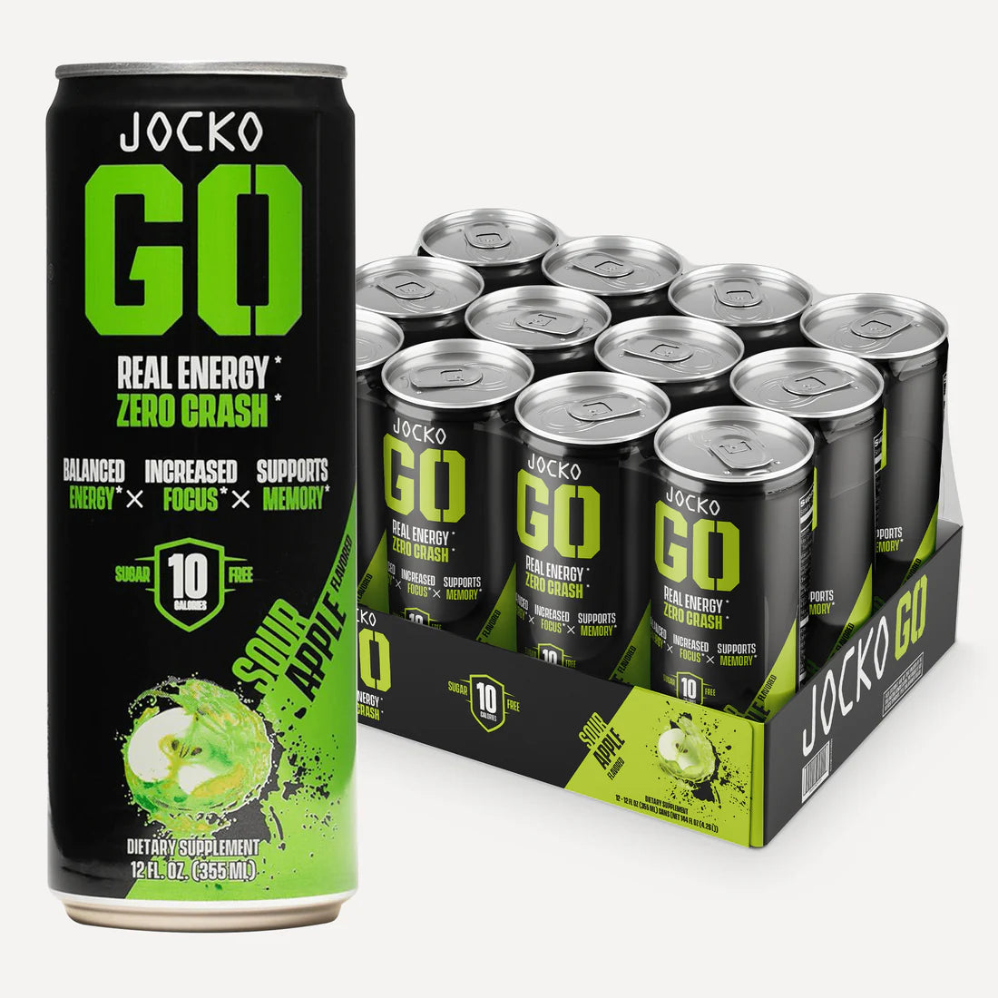 Jocko Go Energy Drink 12-Pack Case - Sour Apple - Get Some Australia