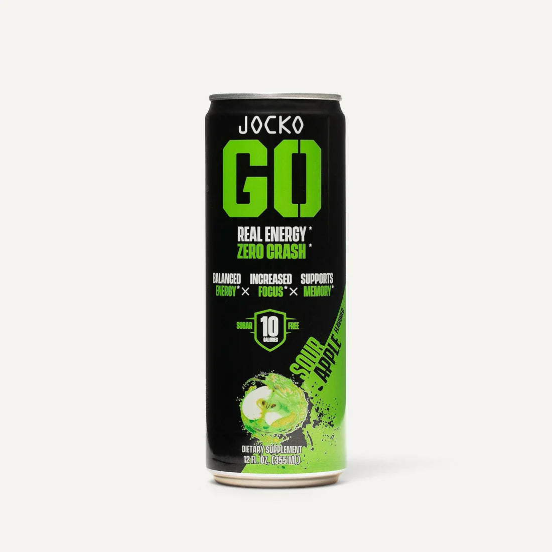 Jocko Go Sugar Free Energy Drink Can - Sour Apple - Clean Caffeine and Nootropics