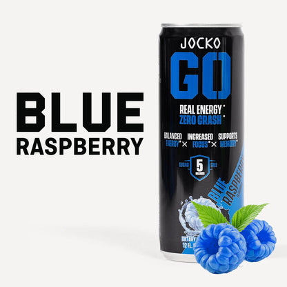 Jocko Go Sugar Free Energy Drink Can - Blue Raspberry - Clean Caffeine and Nootropics