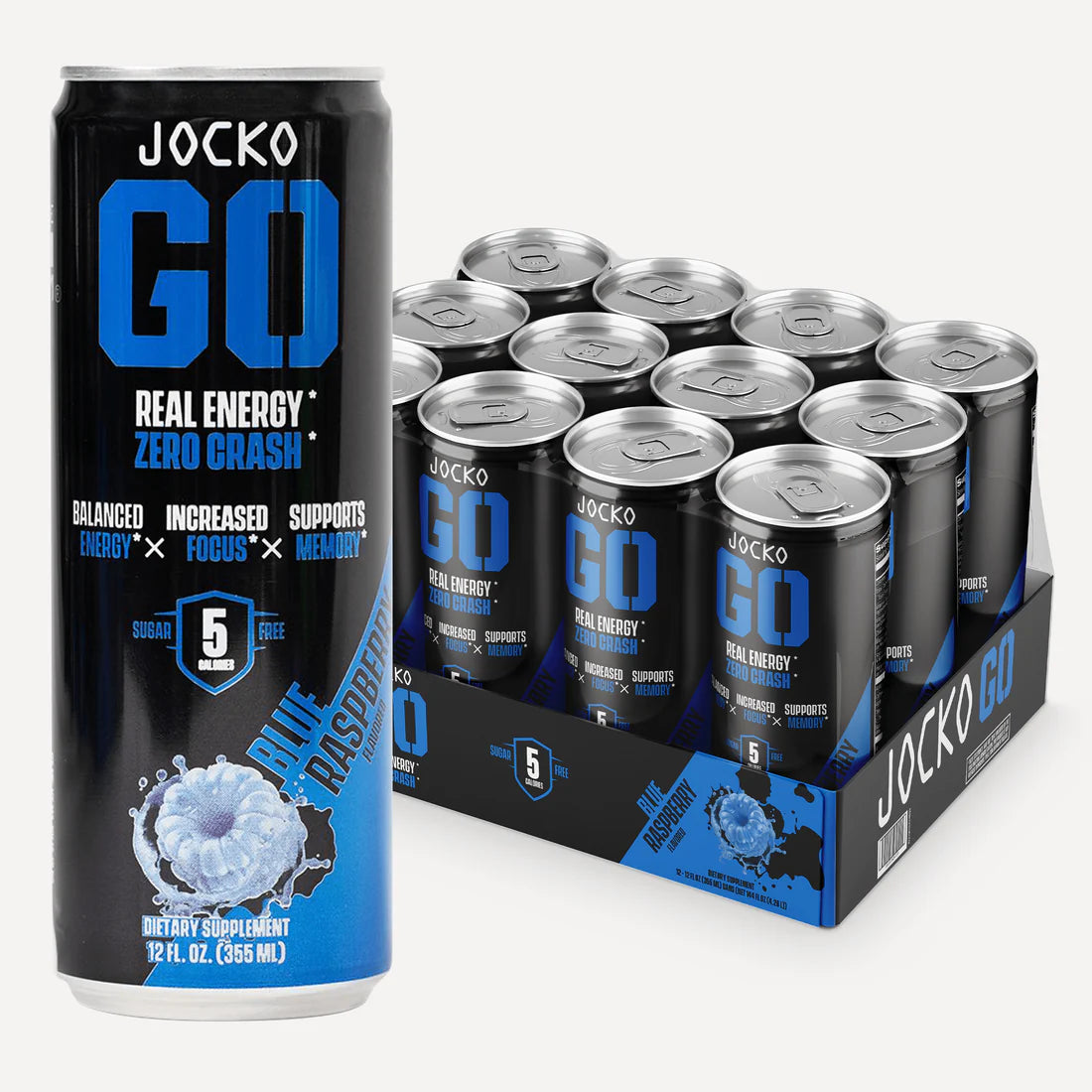 Jocko Go Energy Drink 12-Pack Case - Blue Raspberry Flavour - Get Some Australia