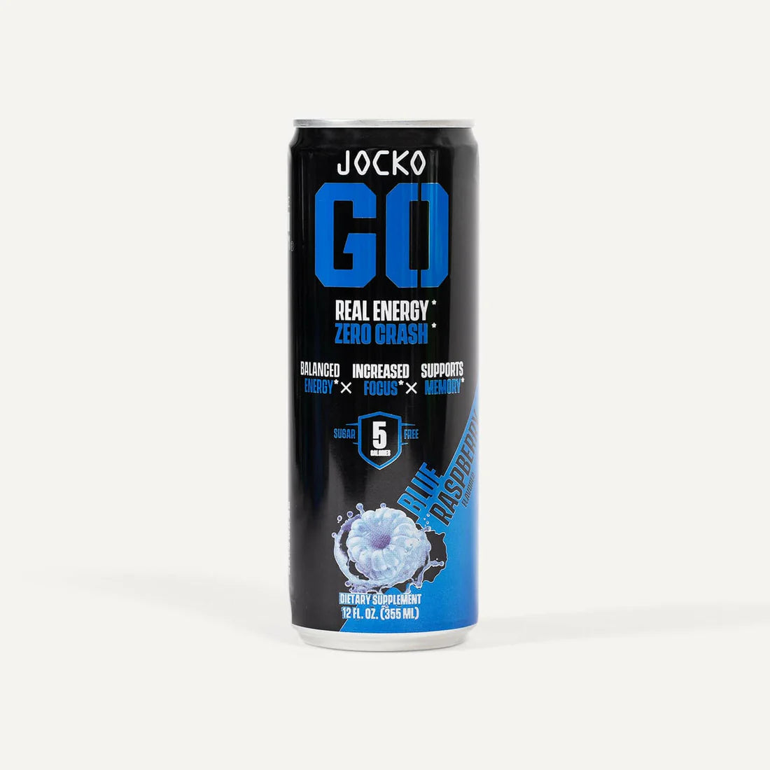 Jocko Go Sugar Free Energy Drink Can - Blue Raspberry - Clean Caffeine and Nootropics