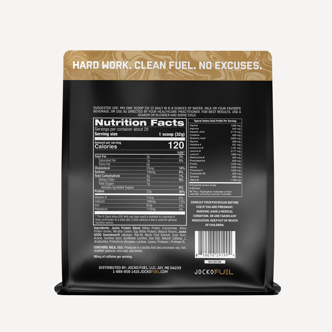 Jocko Molk Protein Powder - Coffee and Donuts - Jocko Fuel Australia - Back of package