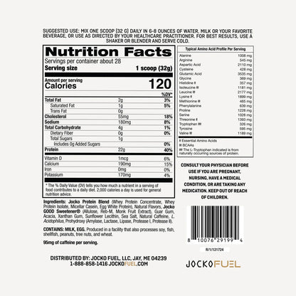 Jocko Molk Protein Powder - Coffee and Donuts - Jocko Fuel Australia - Nutrition Facts