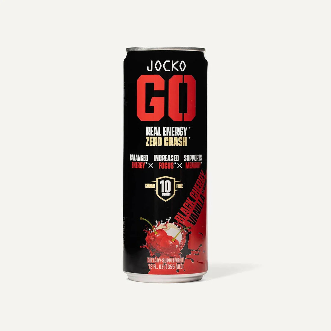Jocko Go Sugar Free Energy Drink Can - Black Cherry Vanilla - Clean Caffeine and Nootropics