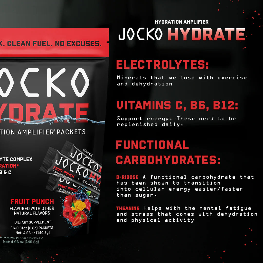 Jocko Hydrate hydration amplifier packets - Fruit Punch Flavour - Jocko Fuel Australia