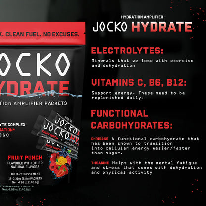 Jocko Hydrate hydration amplifier packets - Fruit Punch Flavour - Jocko Fuel Australia