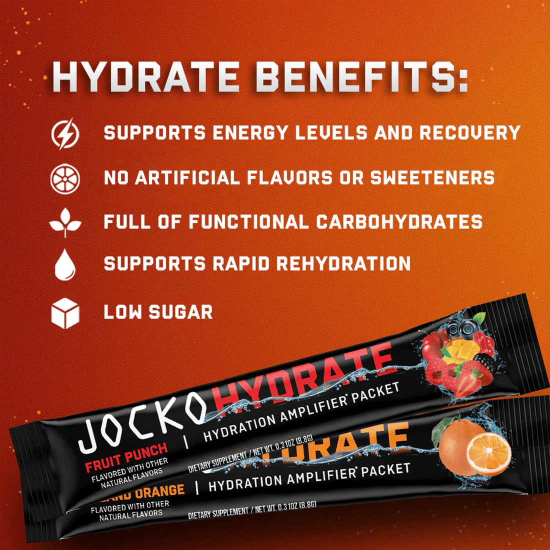 Jocko Hydrate hydration amplifier packets - Fruit Punch Flavour - Jocko Fuel Australia
