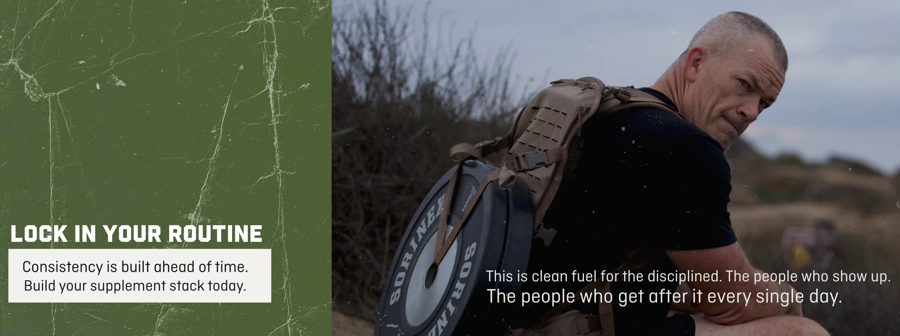 Person with a backpack in a natural setting with promotional text about consistency and discipline. Jocko Fuel Australia. Get Some Australia.