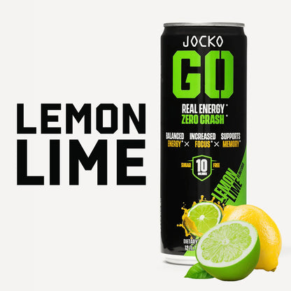 Jocko Go Sugar Free Energy Drink Can - Lemon Lime - Clean Caffeine and Nootropics