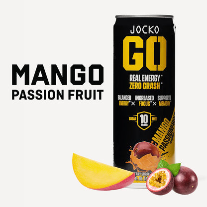 Jocko Go Sugar Free Energy Drink Can - Mango Passionfruit - Clean Caffeine and Nootropics