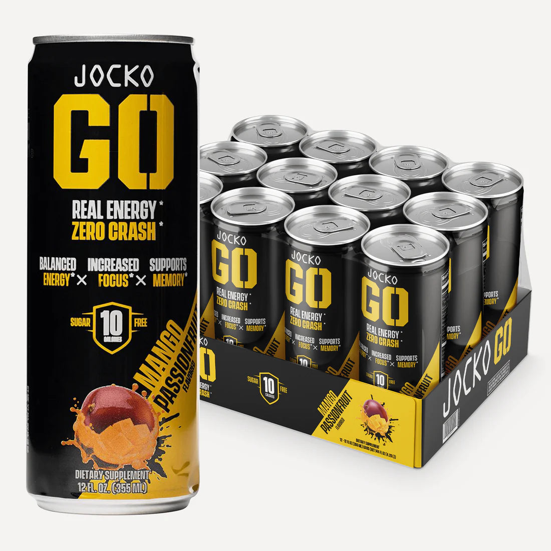 Jocko Go Energy Drink 12-Pack Case - Mango Passionfruit Flavour - Get Some Australia