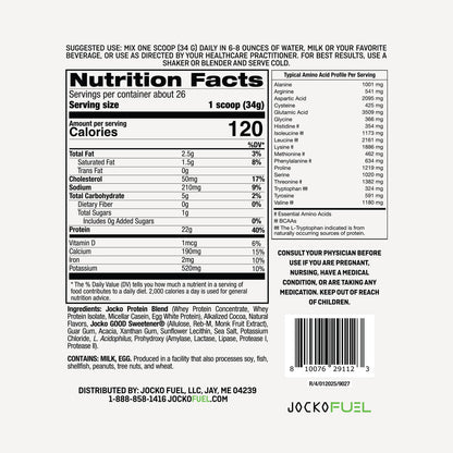 Jocko Molk Protein Powder - Mint Chocolate Flavour - Jocko Fuel Australia - Nutrition Facts