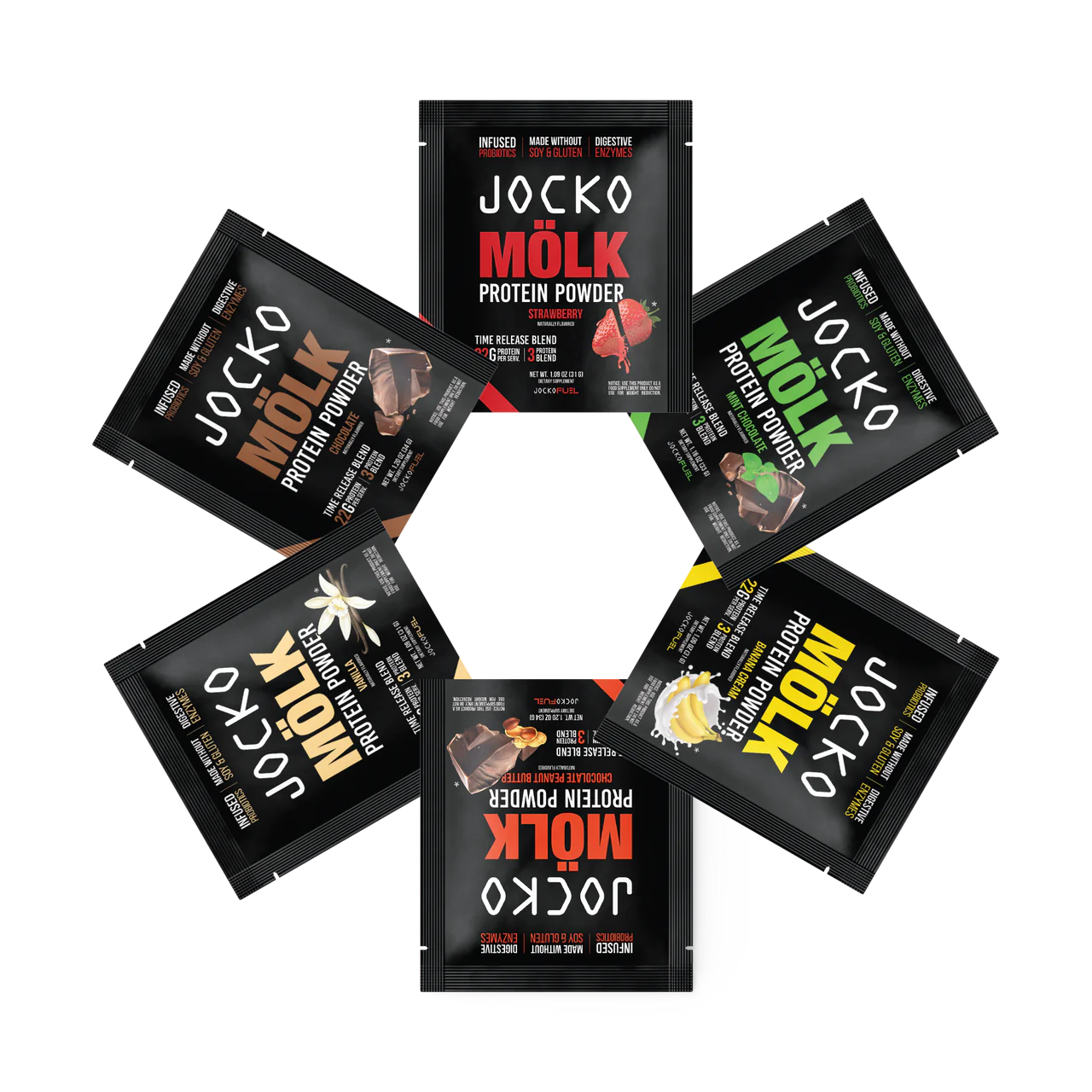 JOCKO MÖLK PROTEIN POWDER - ALL FLAVORS SAMPLE PACK