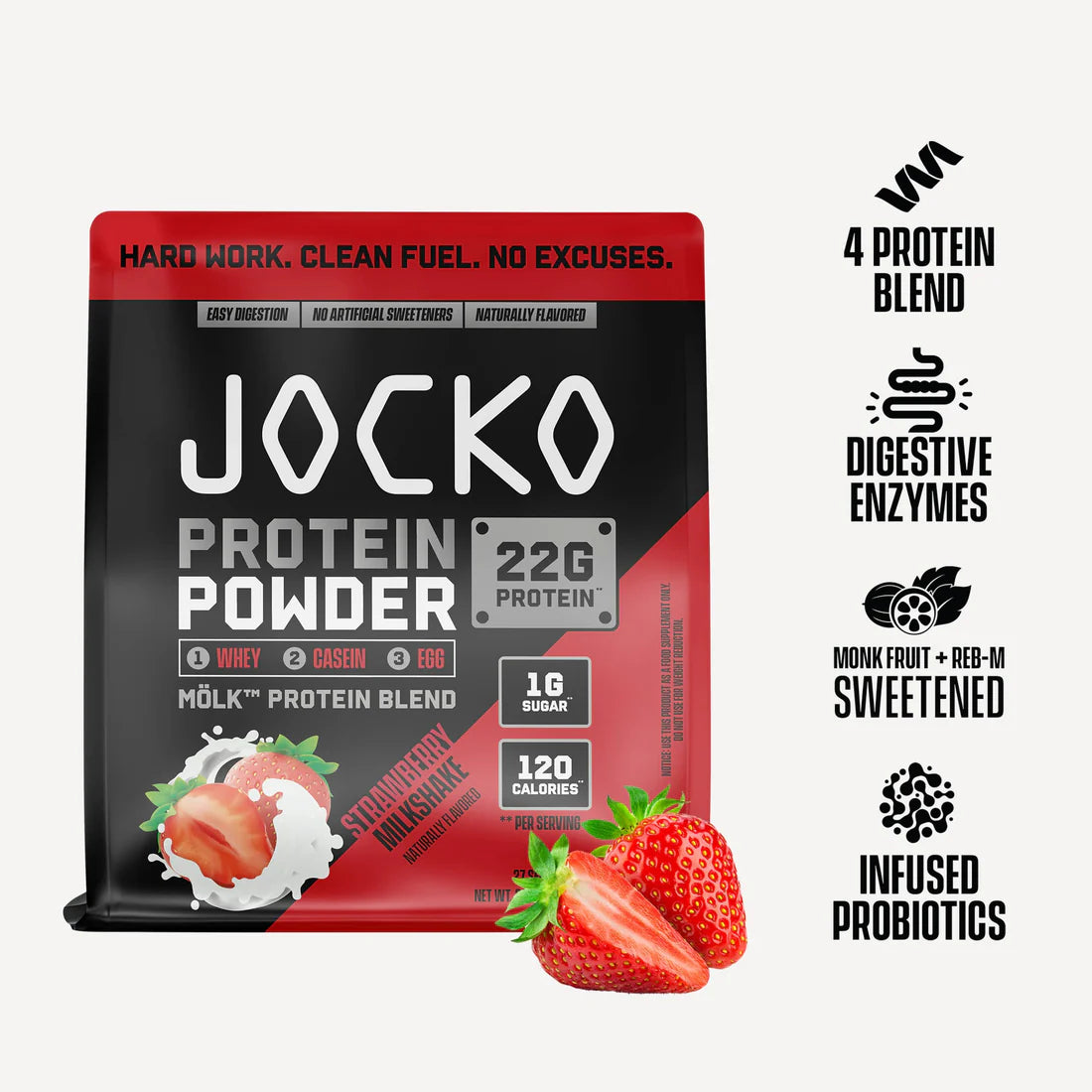 Jocko Molk Protein Powder - Strawberry Milkshake Flavour - Jocko Fuel Australia