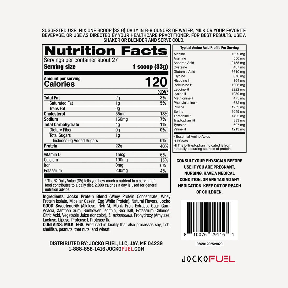 Jocko Molk Protein Powder - Strawberry Milkshake Flavour - Jocko Fuel Australia - Nutrition Fact