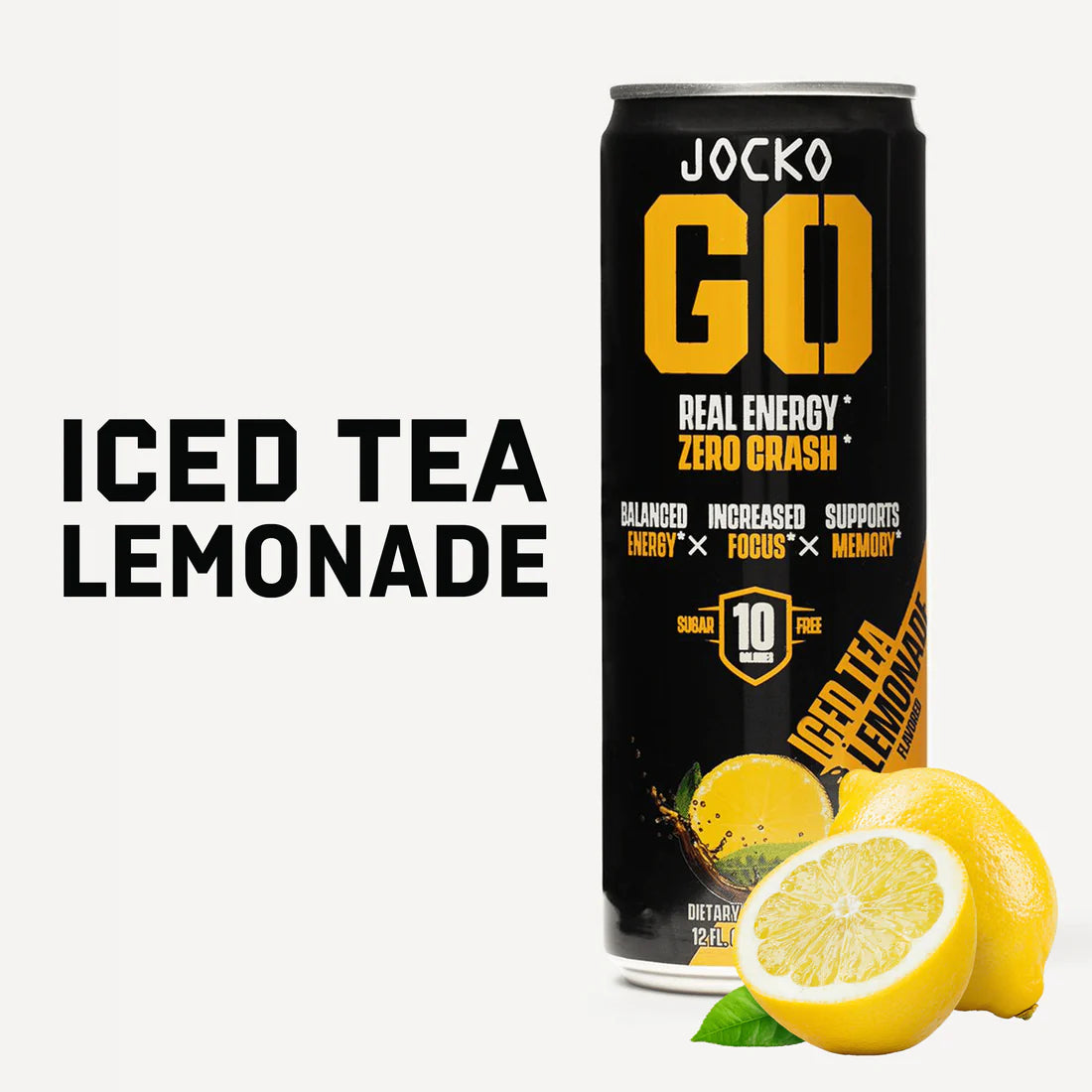 Jocko Go Sugar Free Energy Drink Can - Iced Tea Lemonade - Clean Caffeine and Nootropics